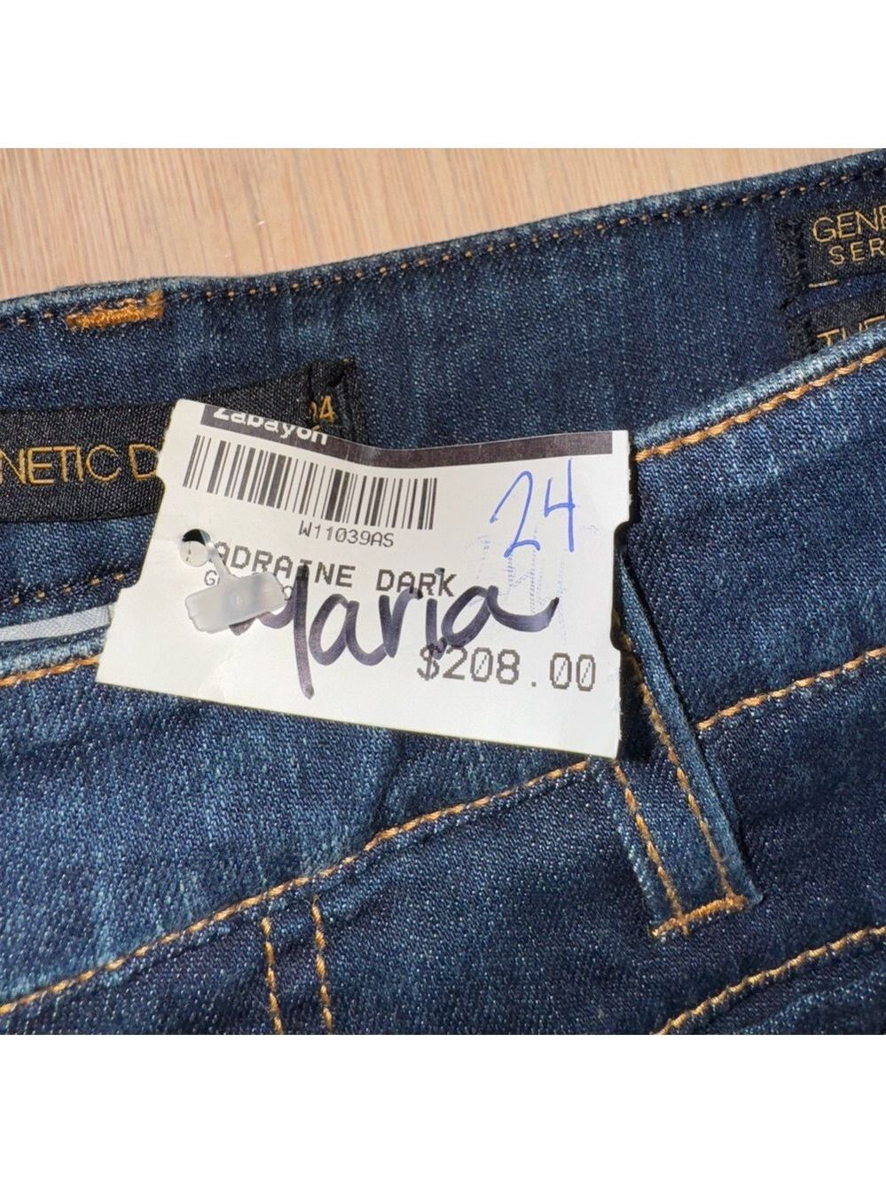 Genetic Denim The Adriane Mid-Rise Quilted Bell Jeans Dark Seafoam Size 24 NWT - Picture 8 of 10